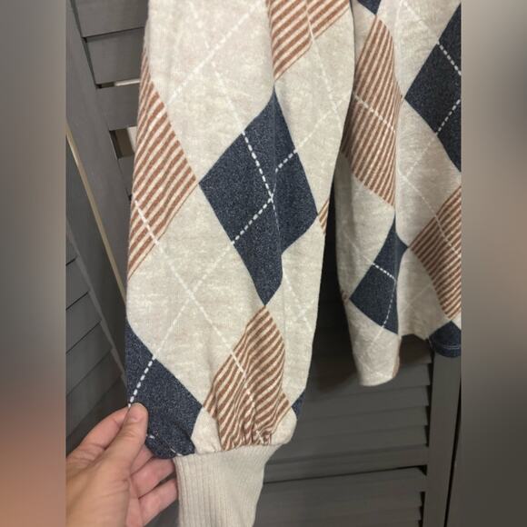 Maurices Women's Mock Neck Sweater - Cream, Brown, and Charcoal Size M - Picture 4 of 4